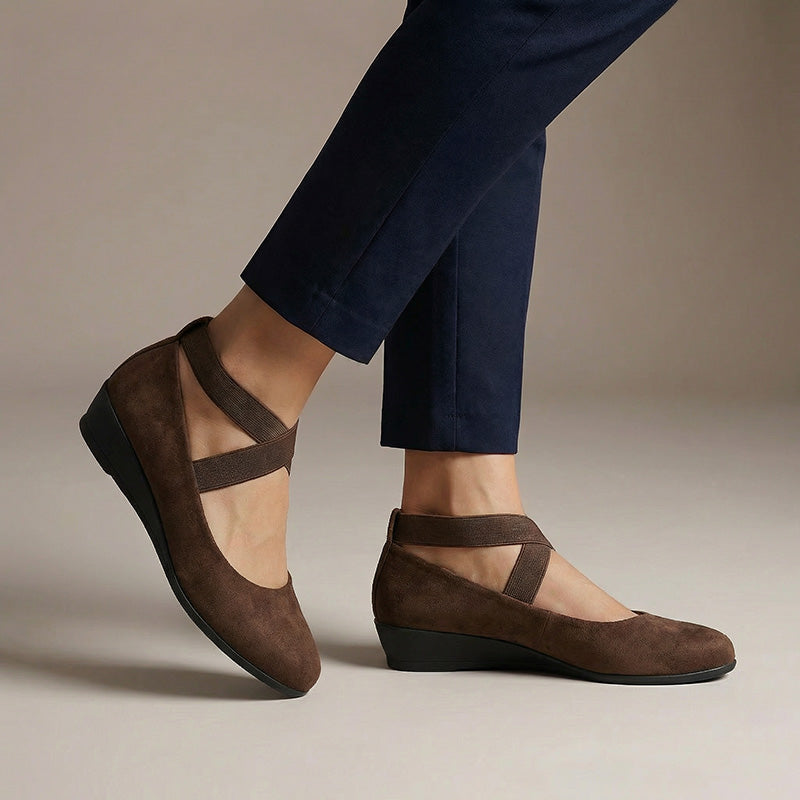 Cross Strap Suede Comfort Flats