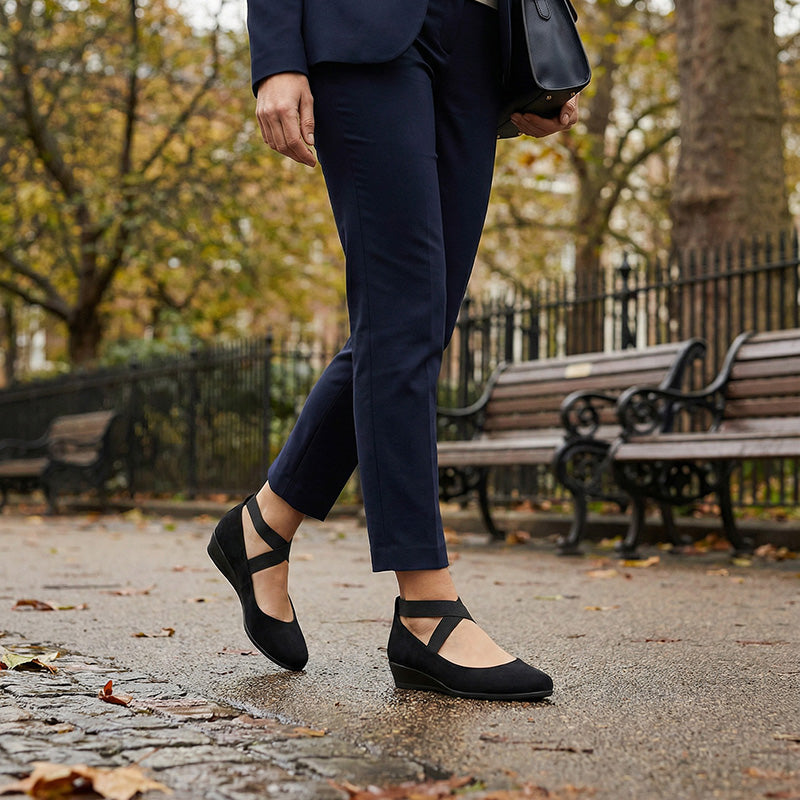 Cross Strap Suede Comfort Flats