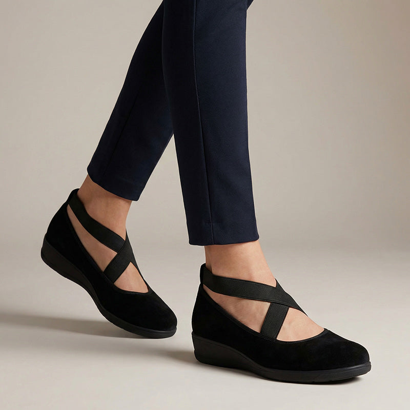 Cross Strap Suede Comfort Flats