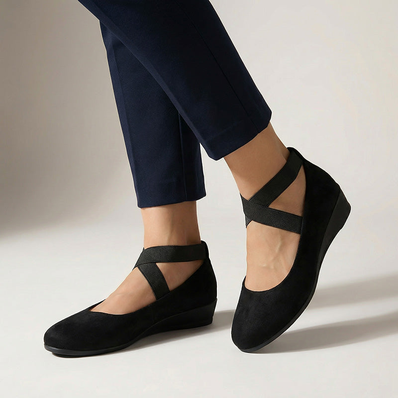 Cross Strap Suede Comfort Flats
