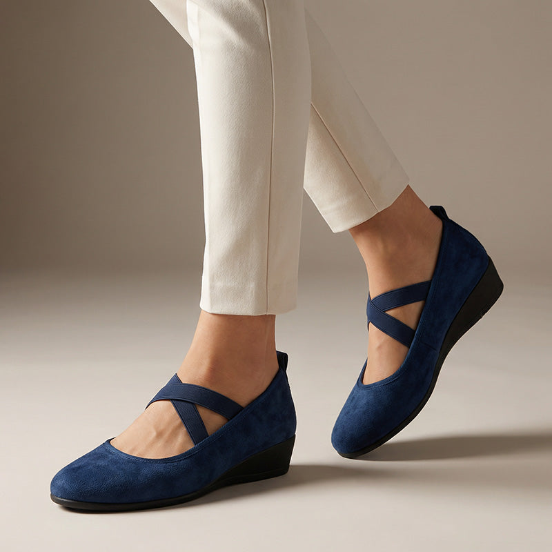 Cross Strap Suede Comfort Flats
