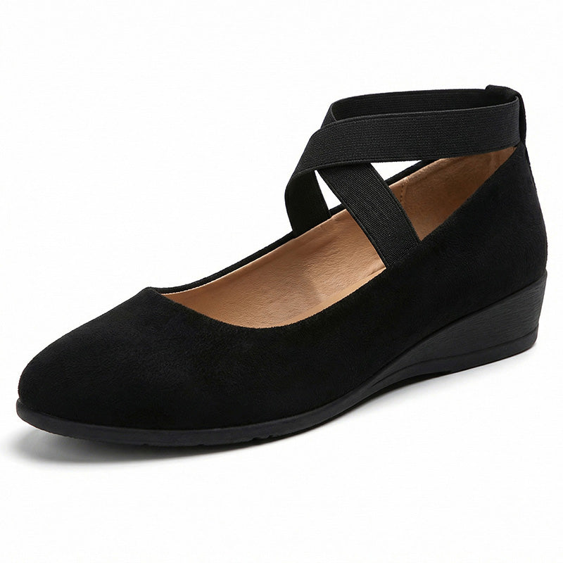 Cross Strap Suede Comfort Flats