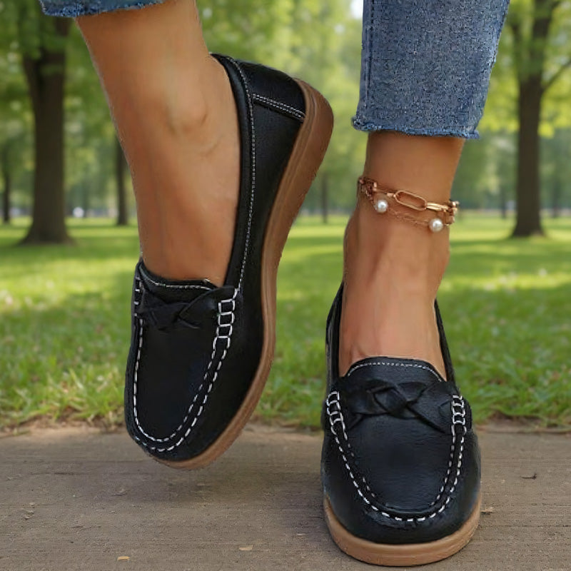 Orthopaedic Wide Fit Leather Slip-On Loafers for Women