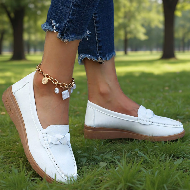 Orthopaedic Wide Fit Leather Slip-On Loafers for Women