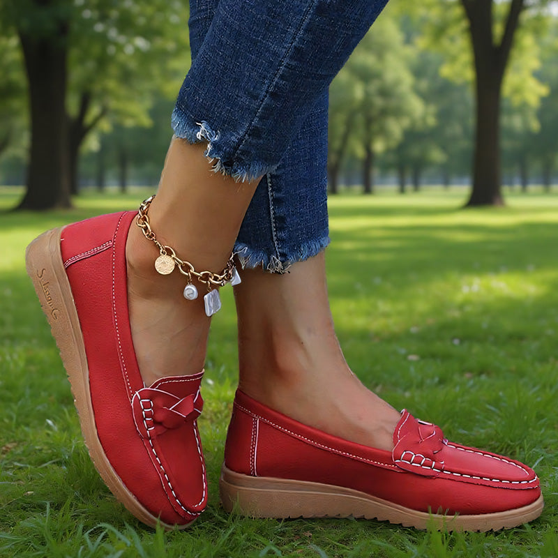 Orthopaedic Wide Fit Leather Slip-On Loafers for Women