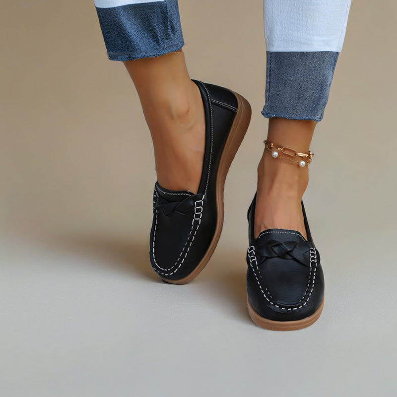 Orthopaedic Wide Fit Leather Slip-On Loafers for Women