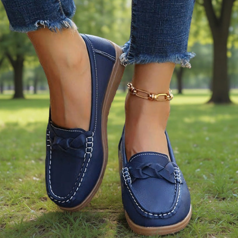 Orthopaedic Wide Fit Leather Slip-On Loafers for Women