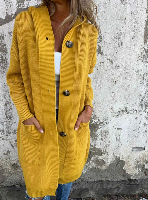 Draped Long Cardigan With Flowing Silhouette