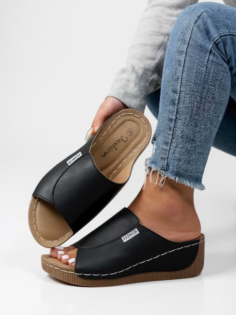 Sleek Cushioned Platform Slide Sandals