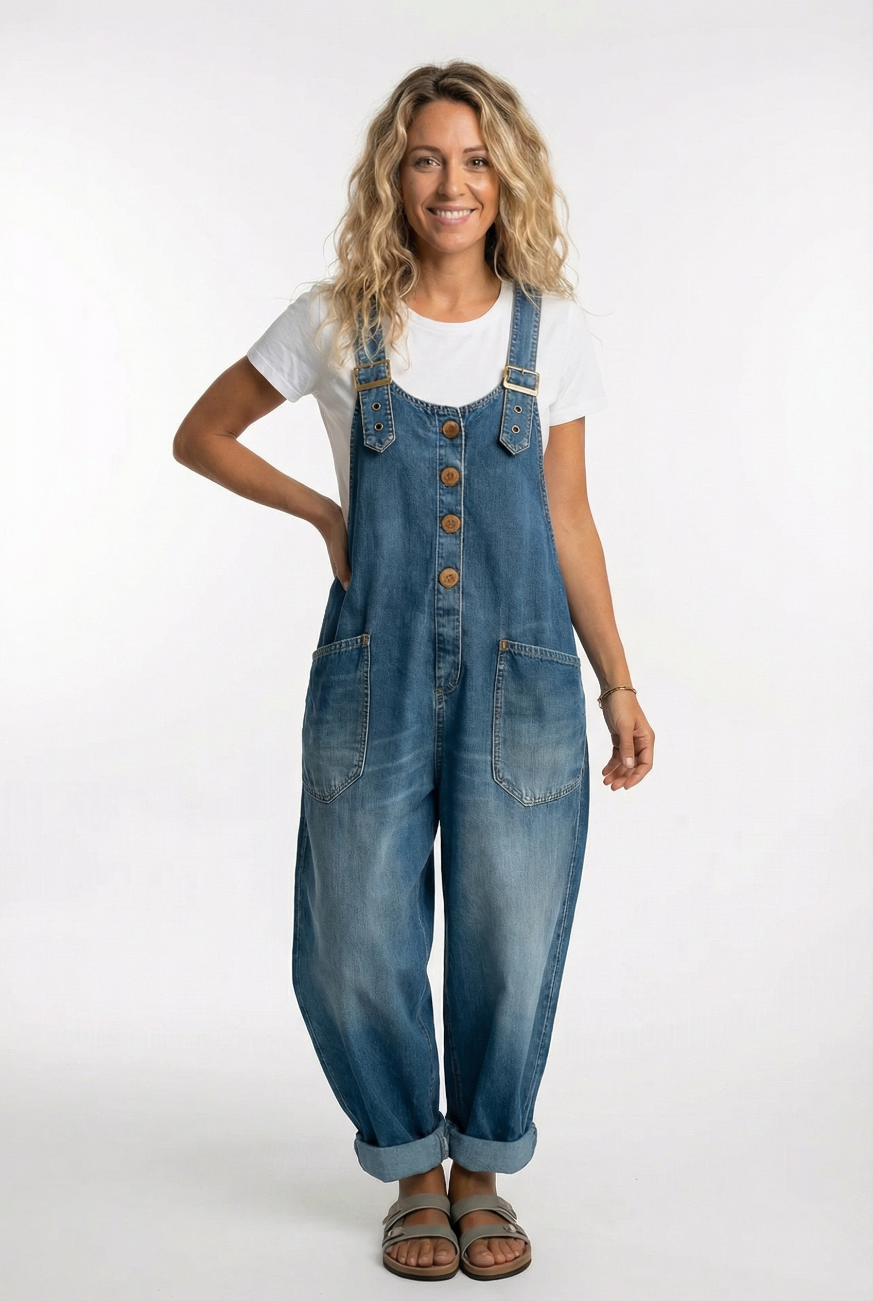 Versatile Adjustable Strap Denim Overall