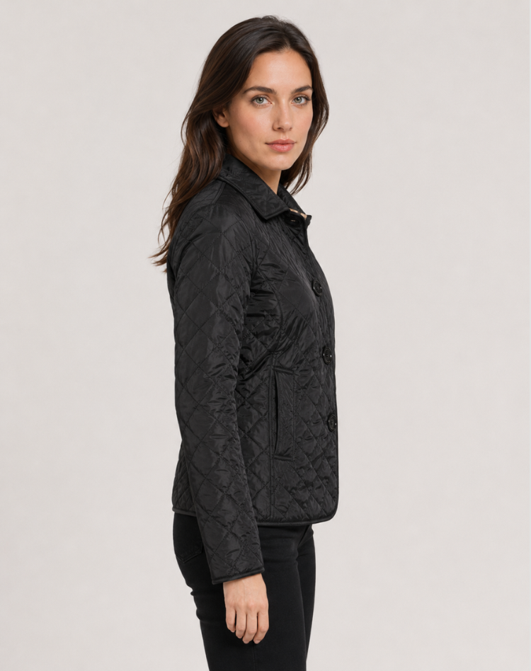 Elegant Quilted Transitional Jacket With Collar