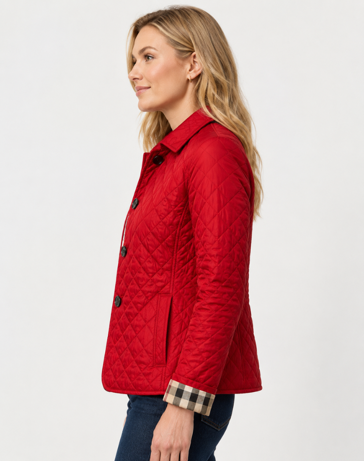 Elegant Quilted Transitional Jacket With Collar