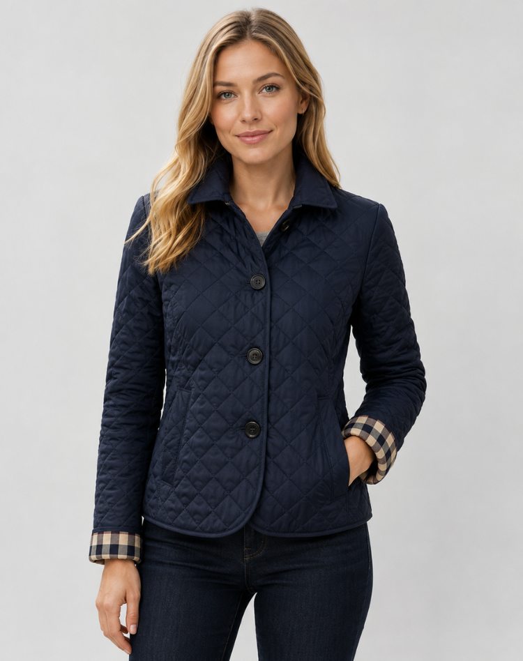 Elegant Quilted Transitional Jacket With Collar