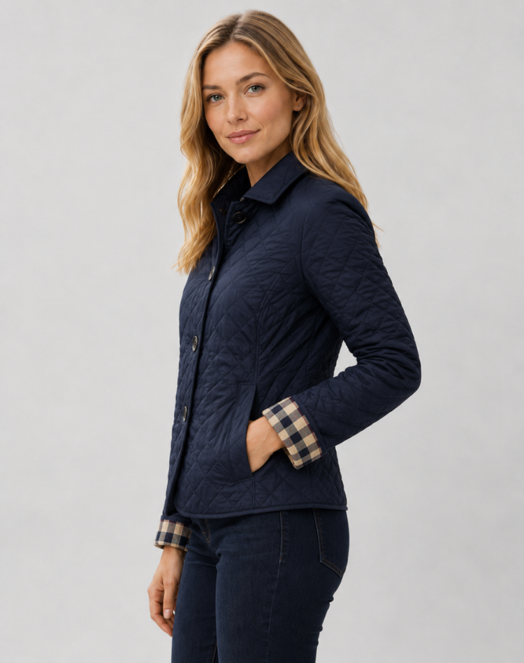 Elegant Quilted Transitional Jacket With Collar