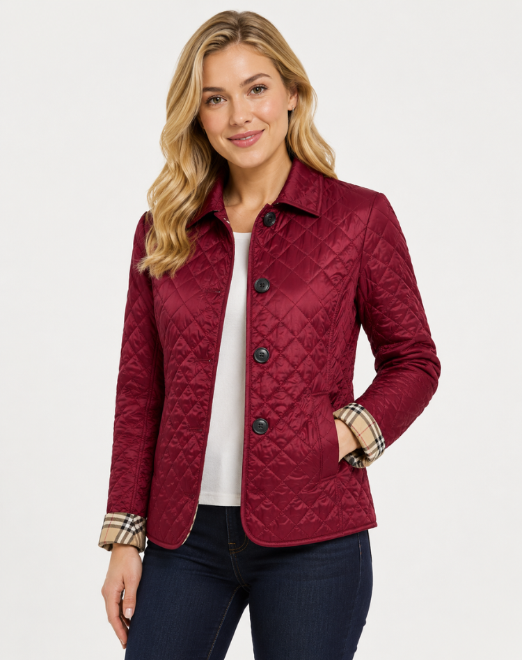 Elegant Quilted Transitional Jacket With Collar