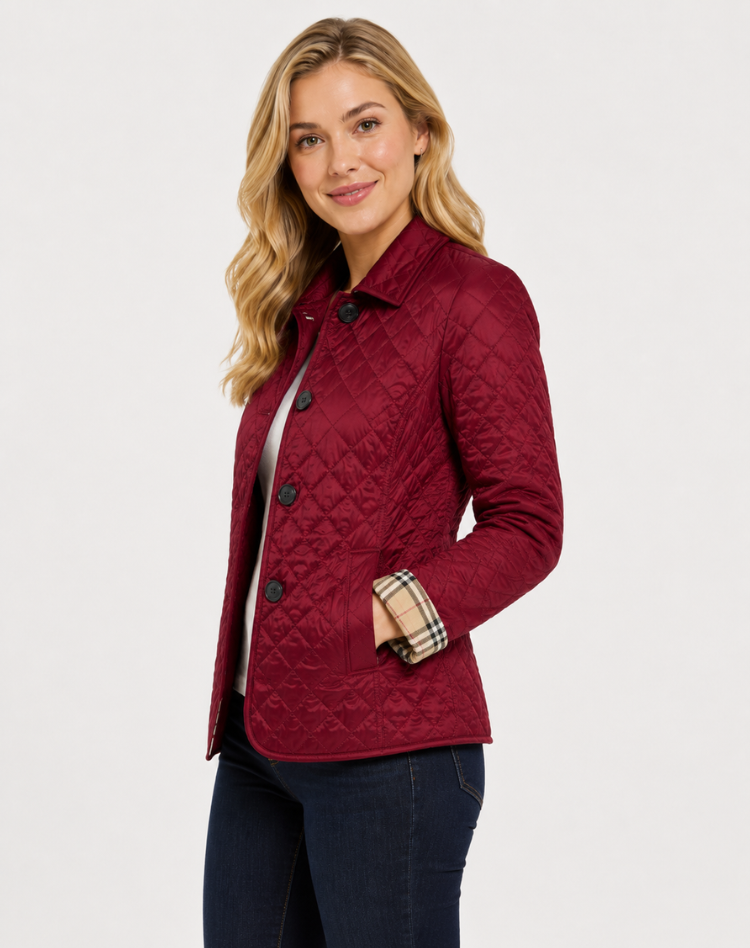 Elegant Quilted Transitional Jacket With Collar