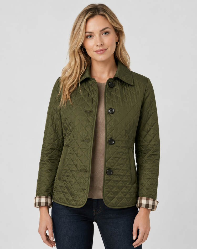Elegant Quilted Transitional Jacket With Collar