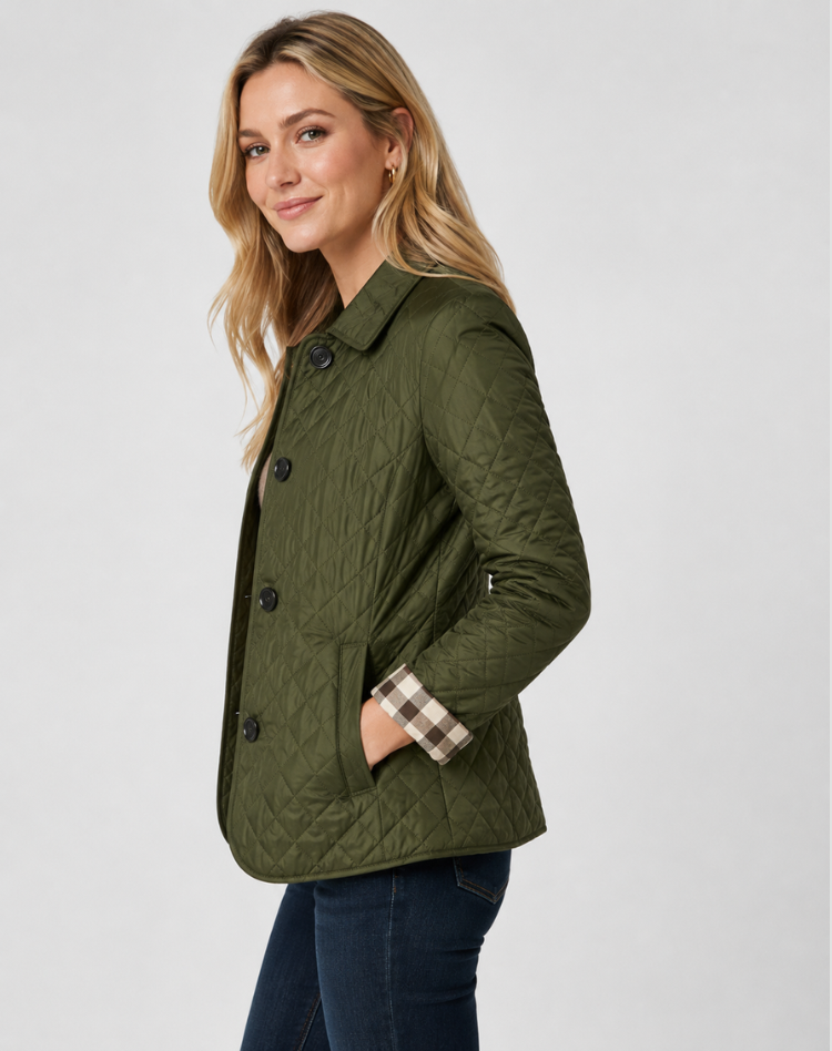Elegant Quilted Transitional Jacket With Collar