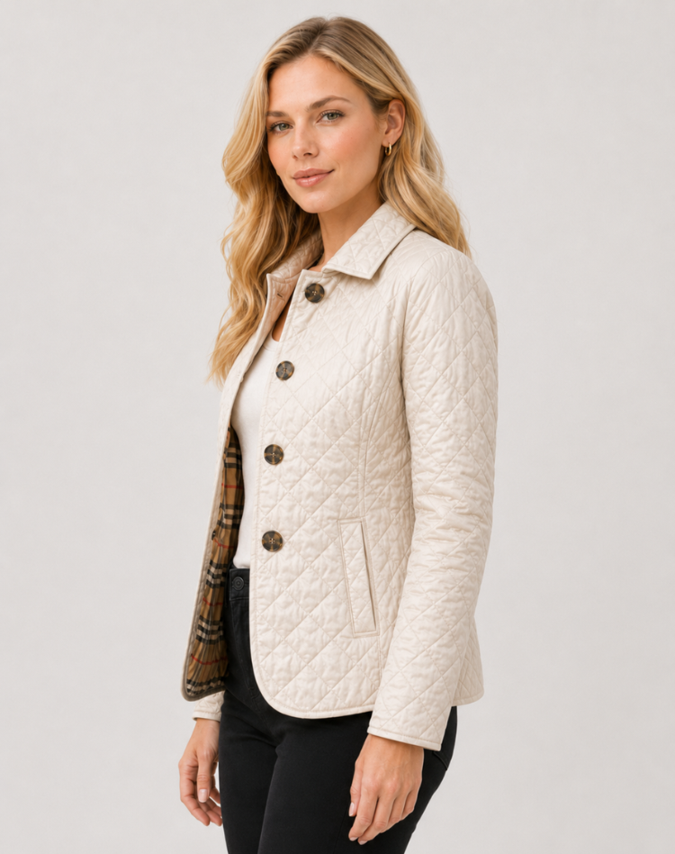 Elegant Quilted Transitional Jacket With Collar