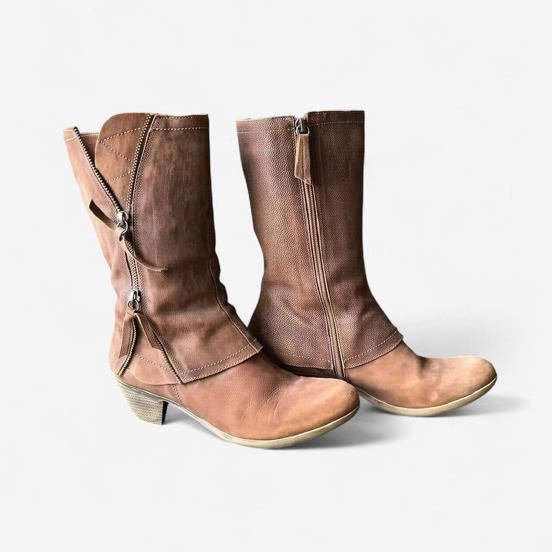Panel Stitch Mid-Calf Boots
