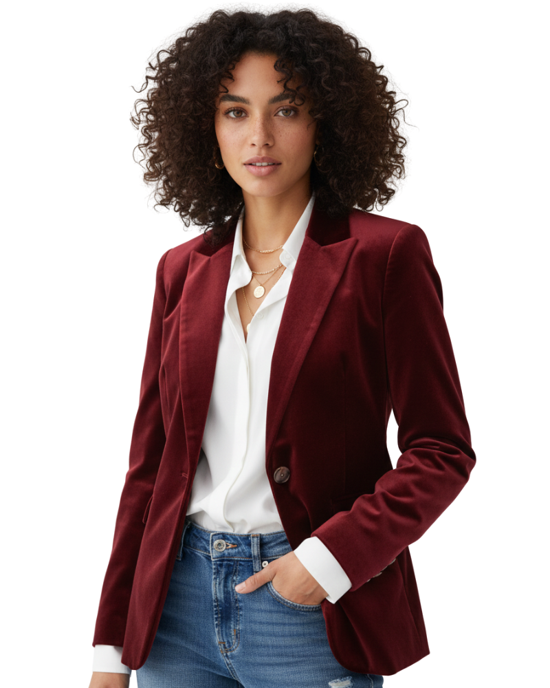 Velvet Blazer with Gold Buttons – Multiple Colors