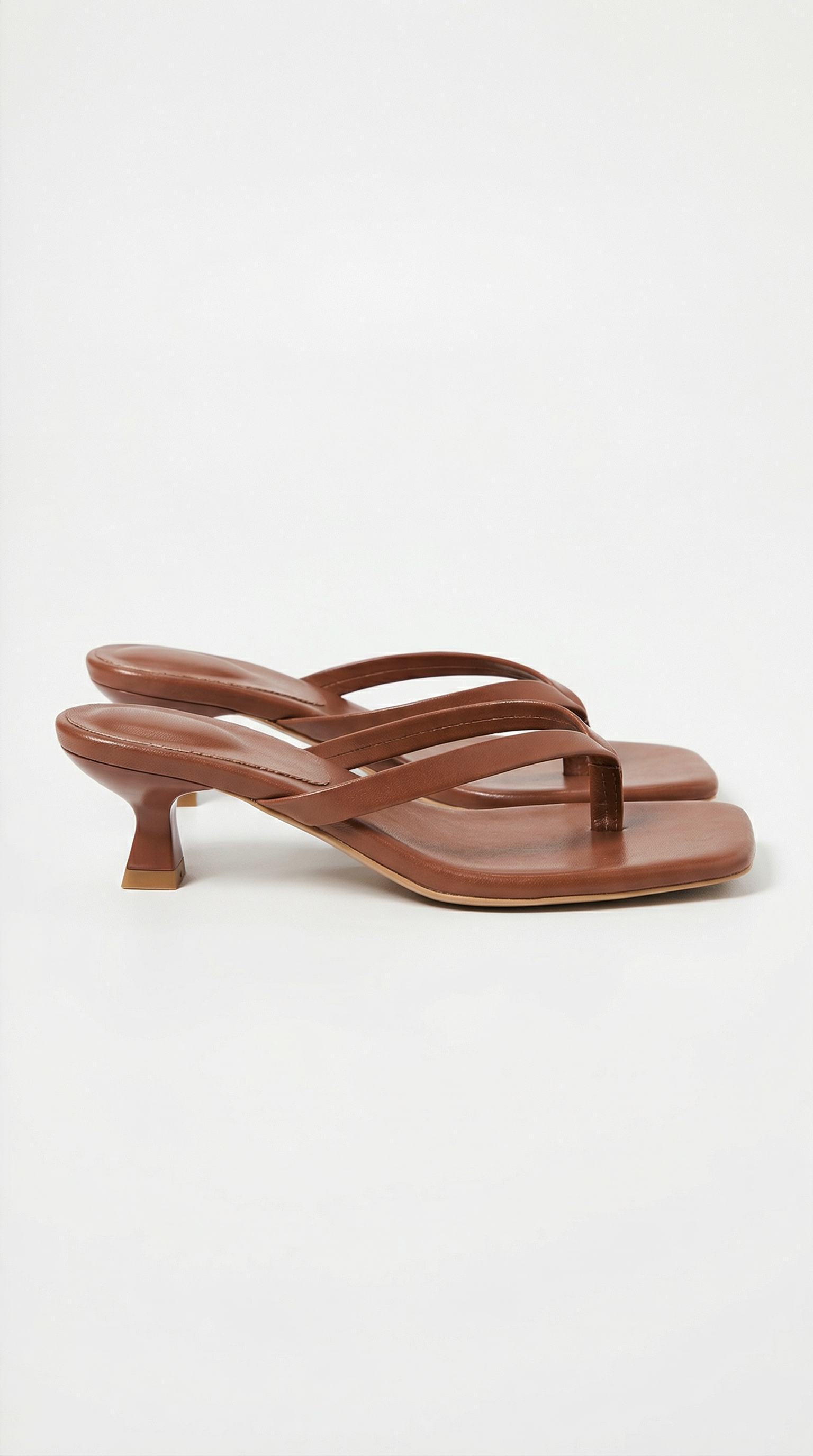 Square Toe Thong Kitten Heel Sandals