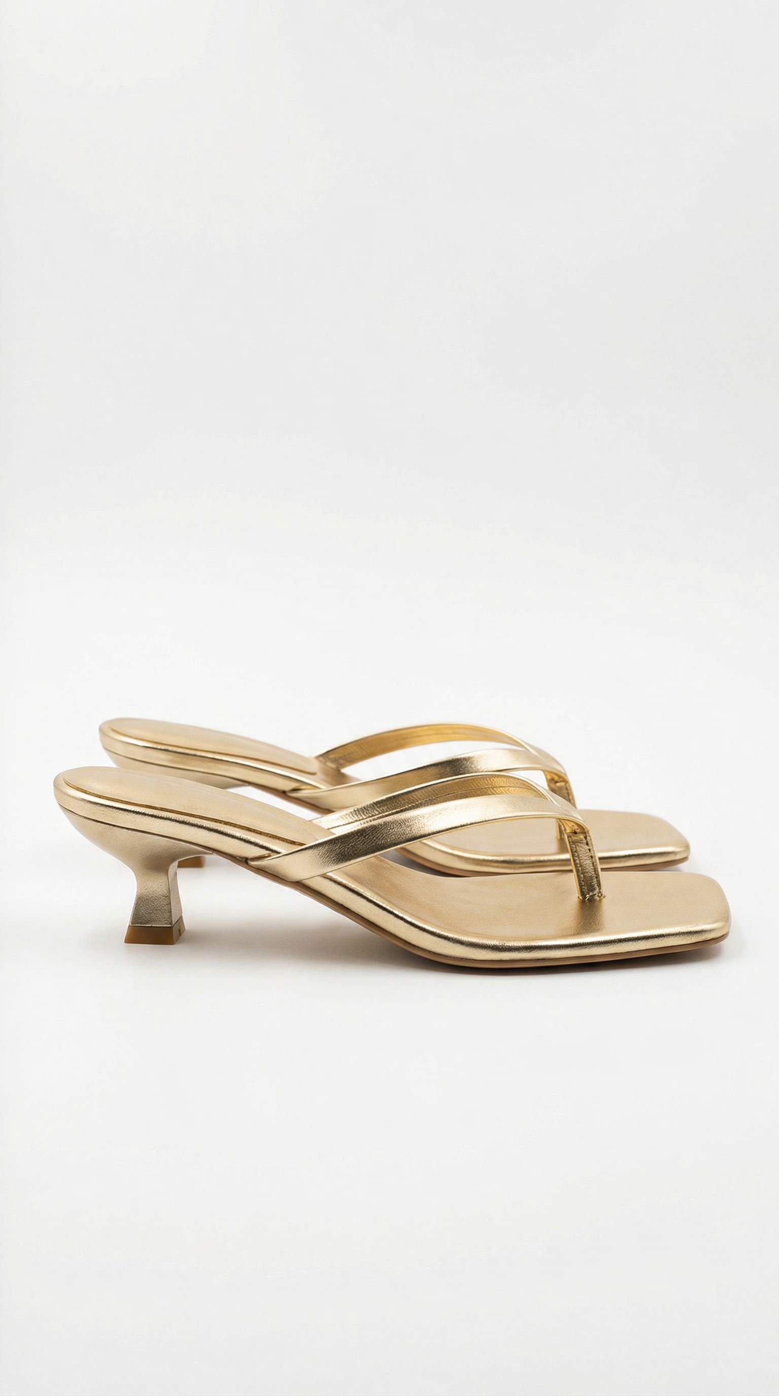 Square Toe Thong Kitten Heel Sandals
