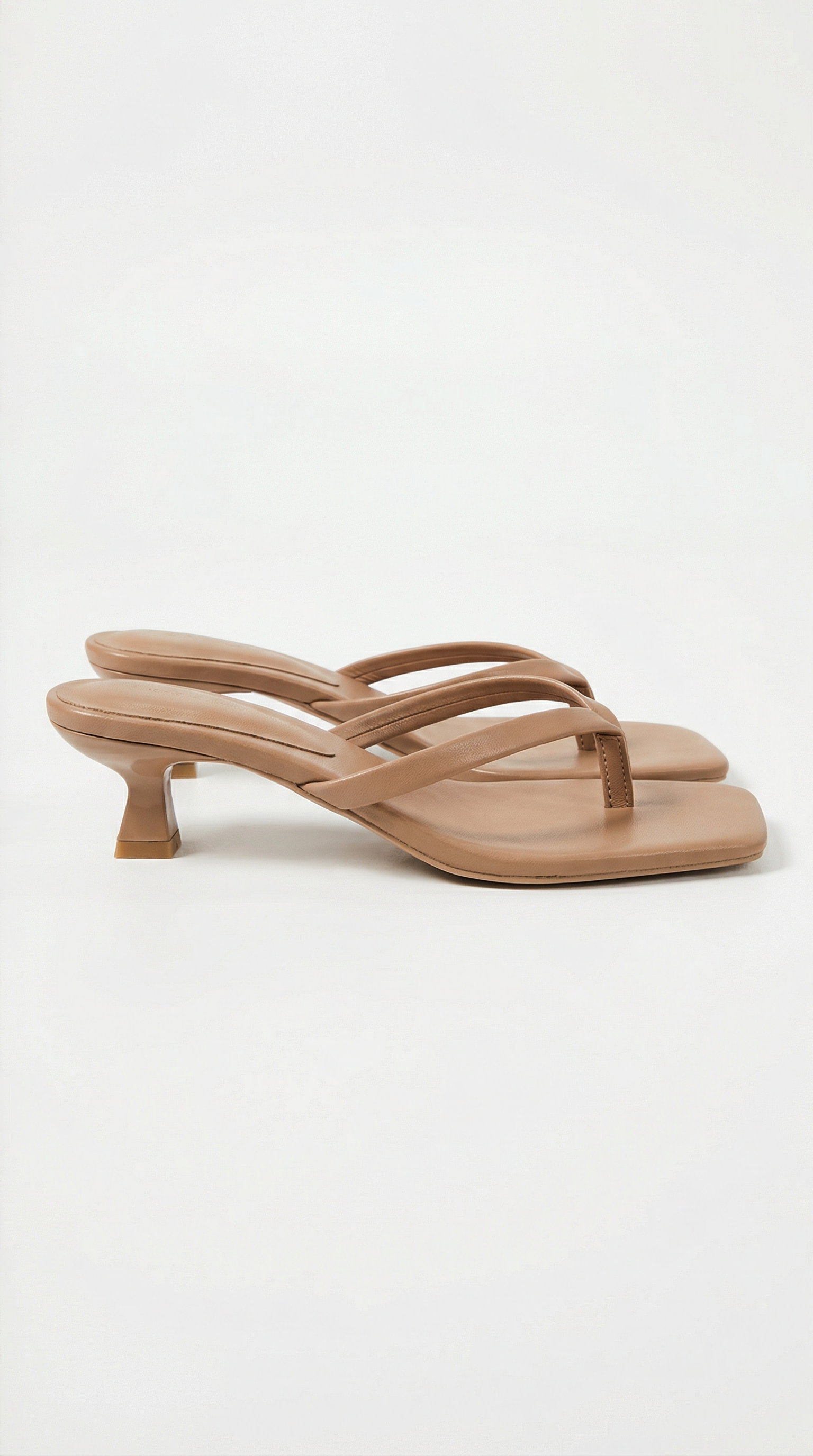 Square Toe Thong Kitten Heel Sandals