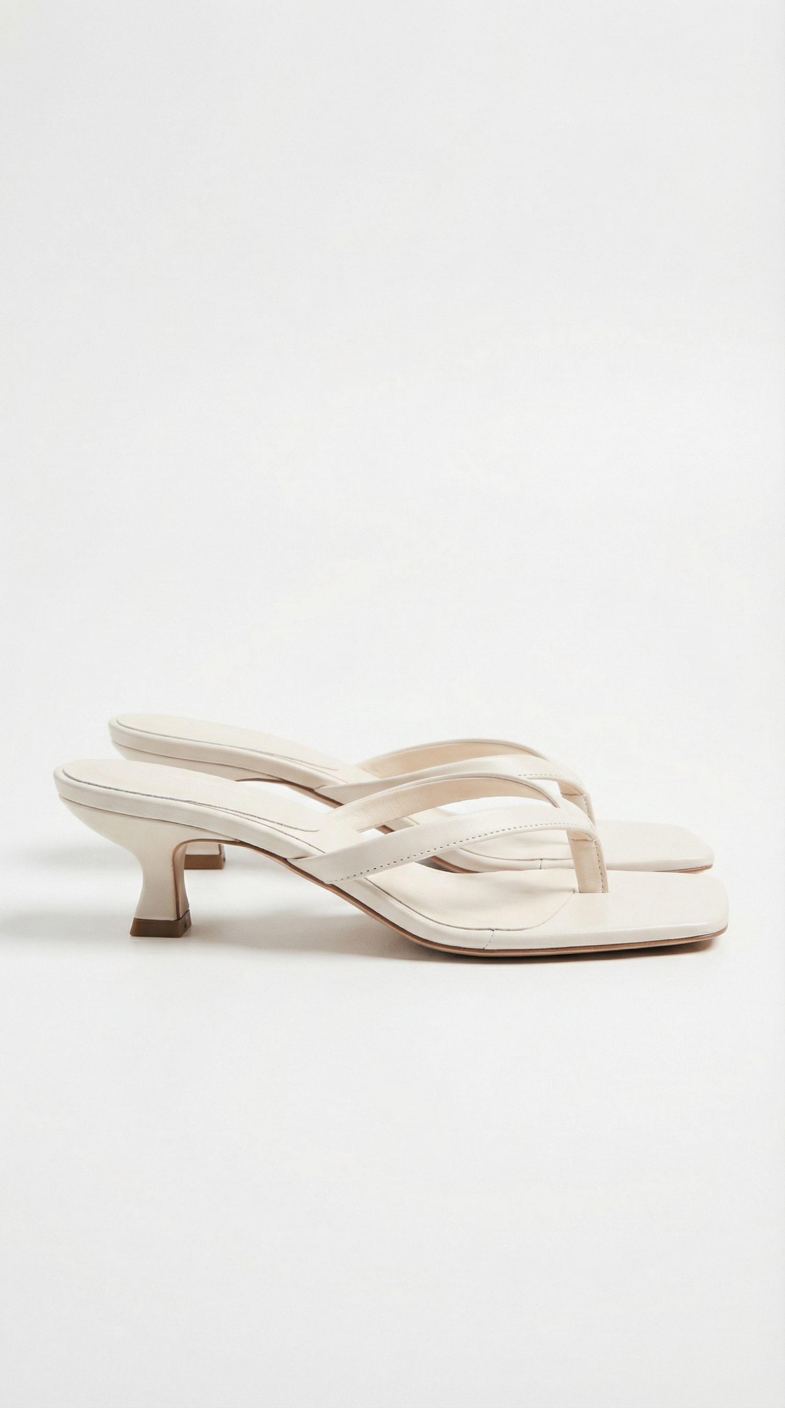 Square Toe Thong Kitten Heel Sandals