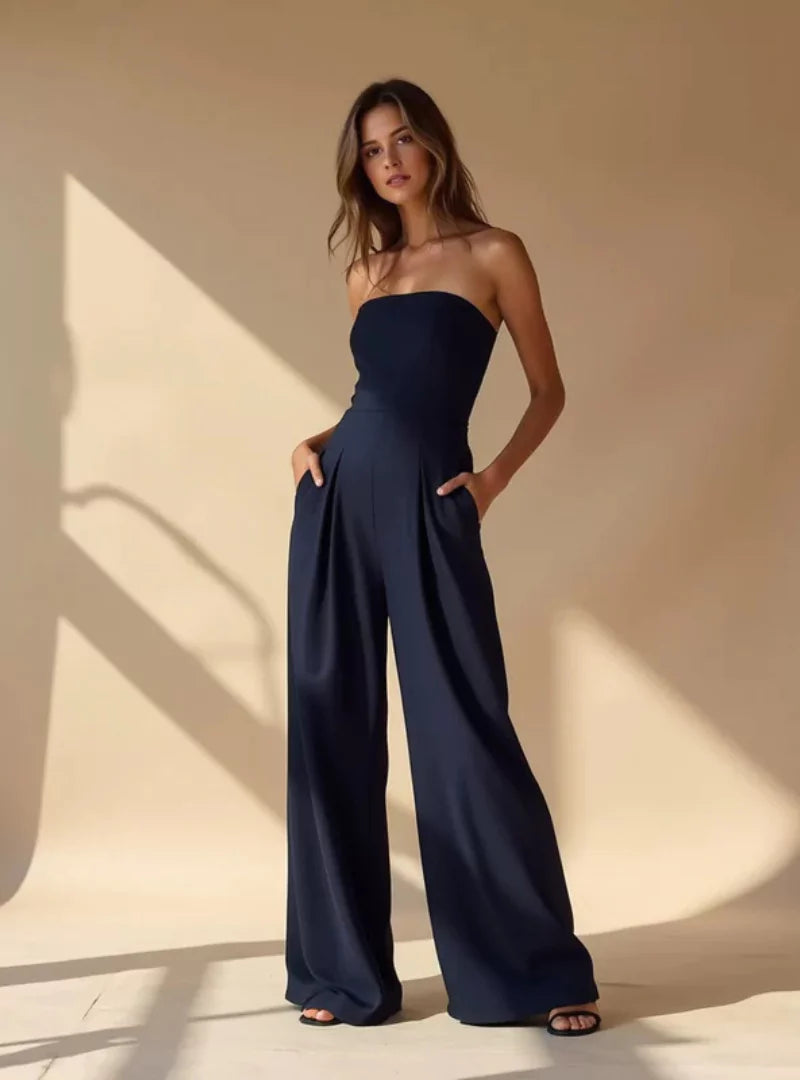 Women's Strapless Wide-Leg Jumpsuit