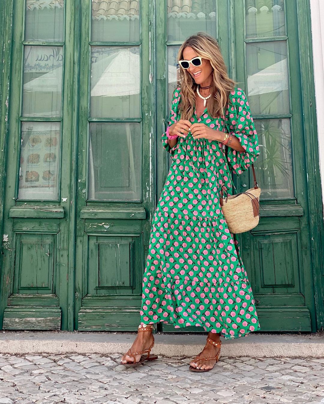 Floral Print Short Sleeve Midi Shirt Dress