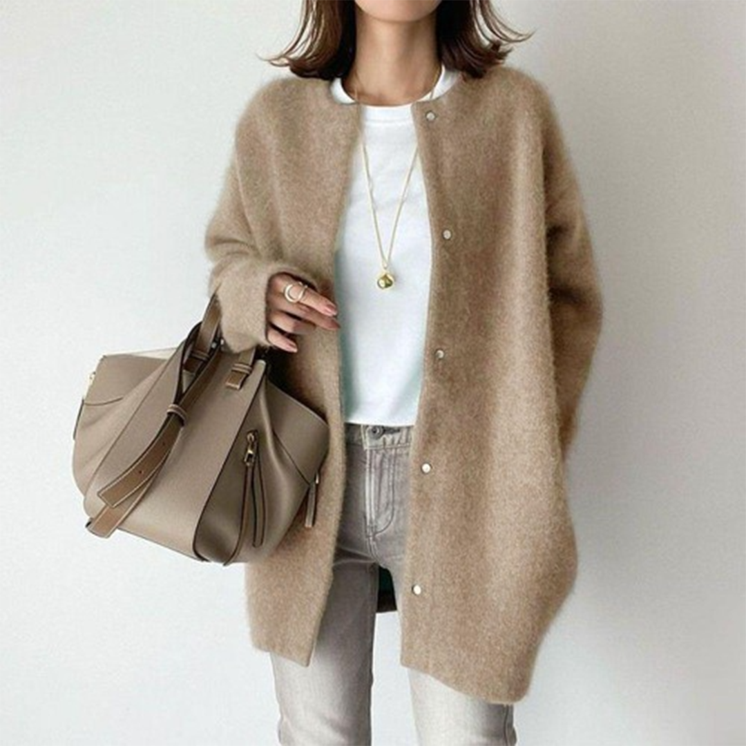 Cotton Linen Blend Cardigan With Side Pockets