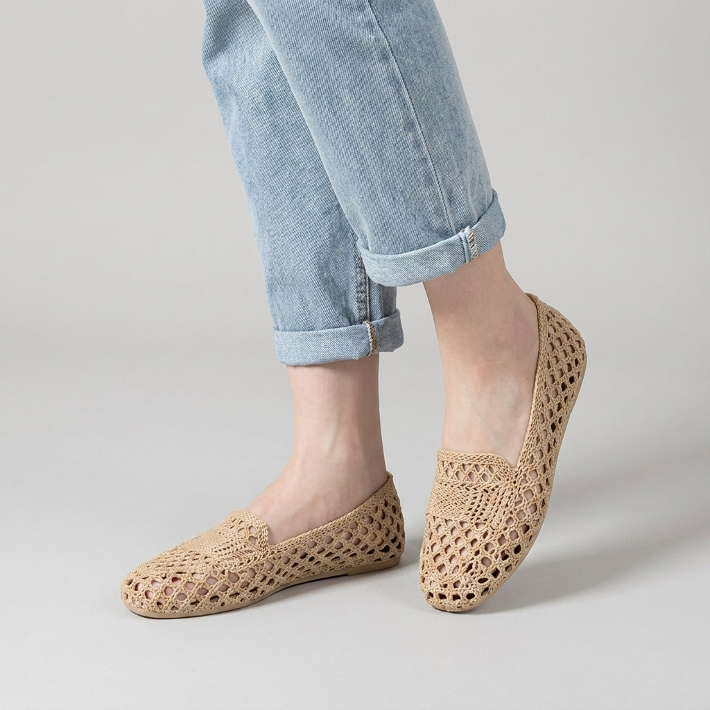 Woven Cutout Slip-On Ballet Flats