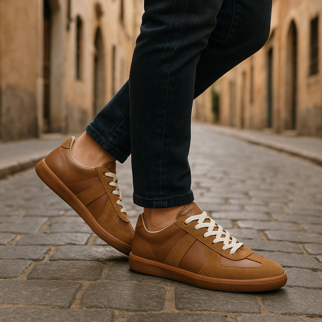 Men's Lace-Up Sneakers with Non-Slip Grip Sole