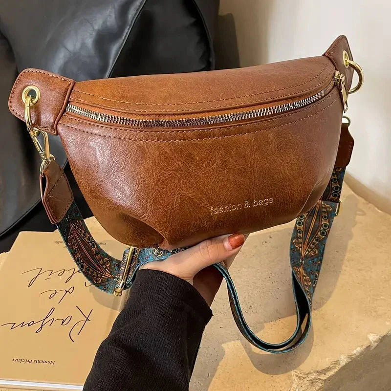 Curved Leather Look Belt Bag