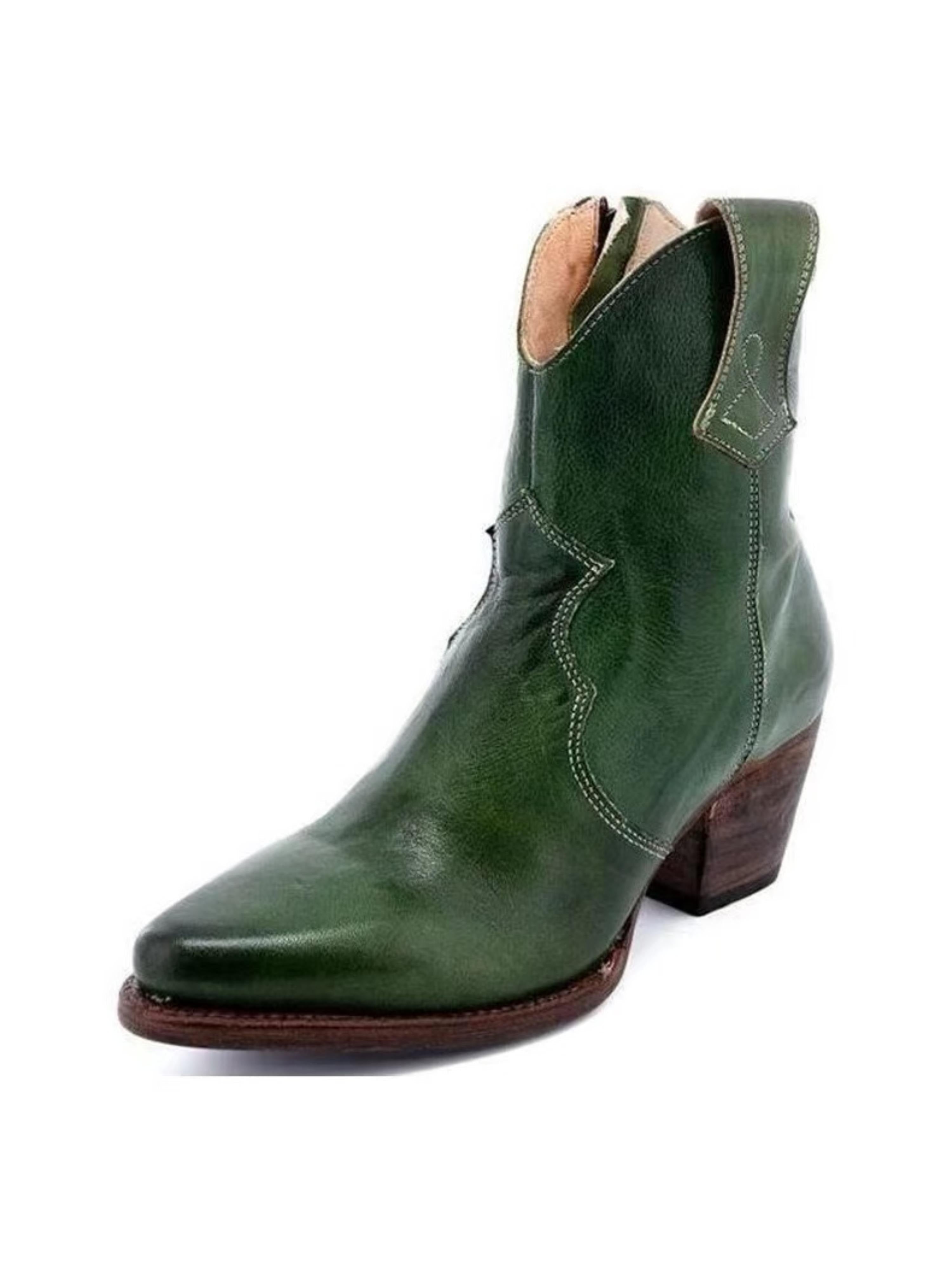 Snip Toe Side Zip Ankle Cowgirl Boots