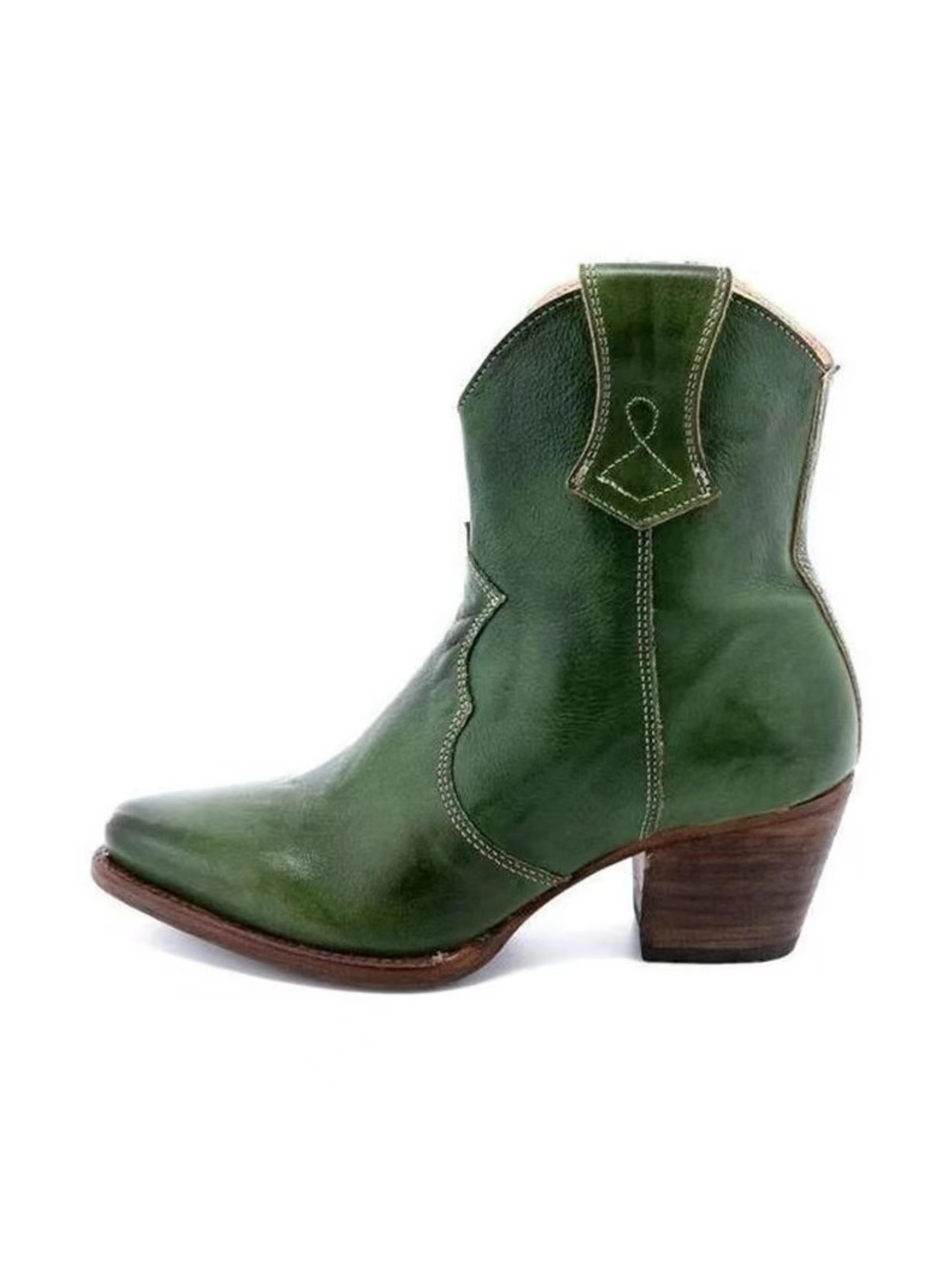Snip Toe Side Zip Ankle Cowgirl Boots
