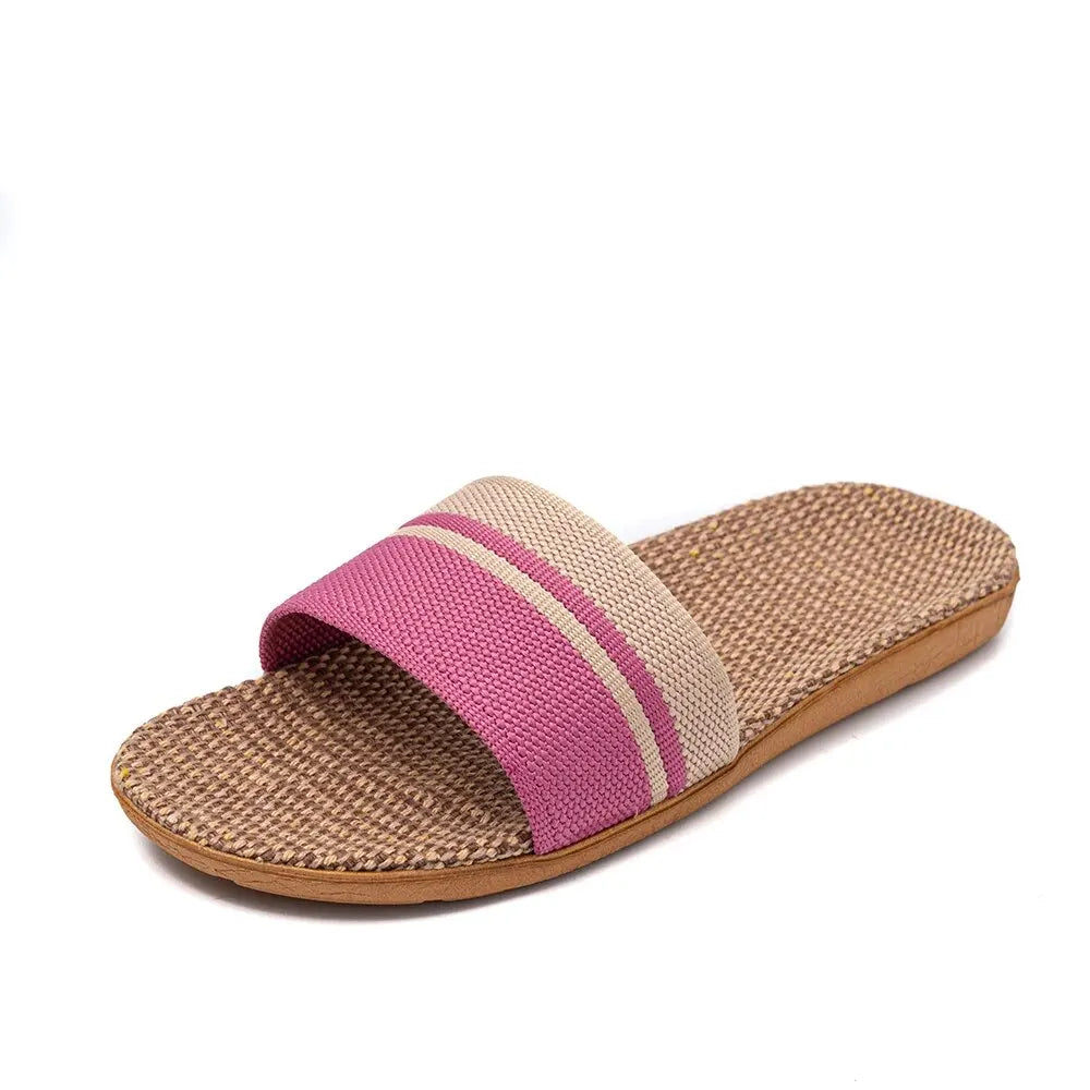 Women's Lightweight Linen Slip-On Slippers with Non-Slip Sole