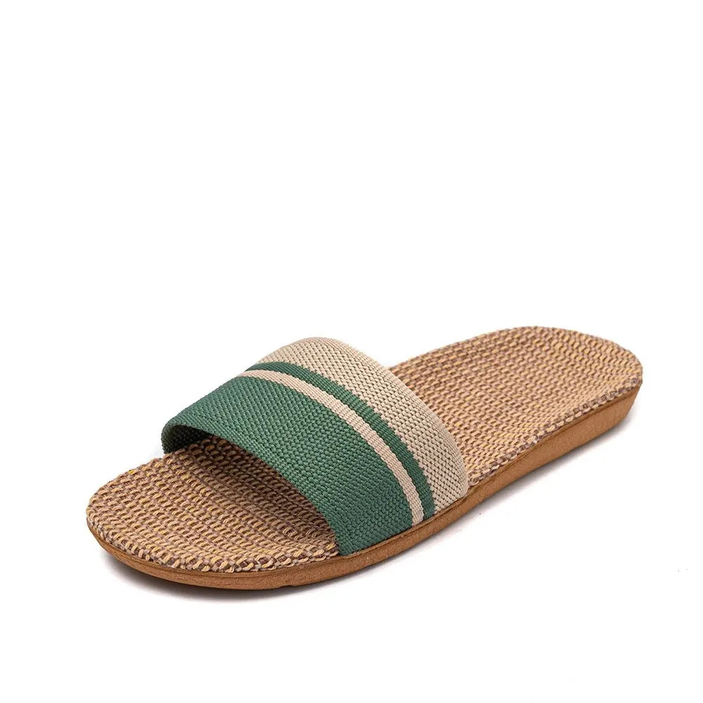 Women's Lightweight Linen Slip-On Slippers with Non-Slip Sole