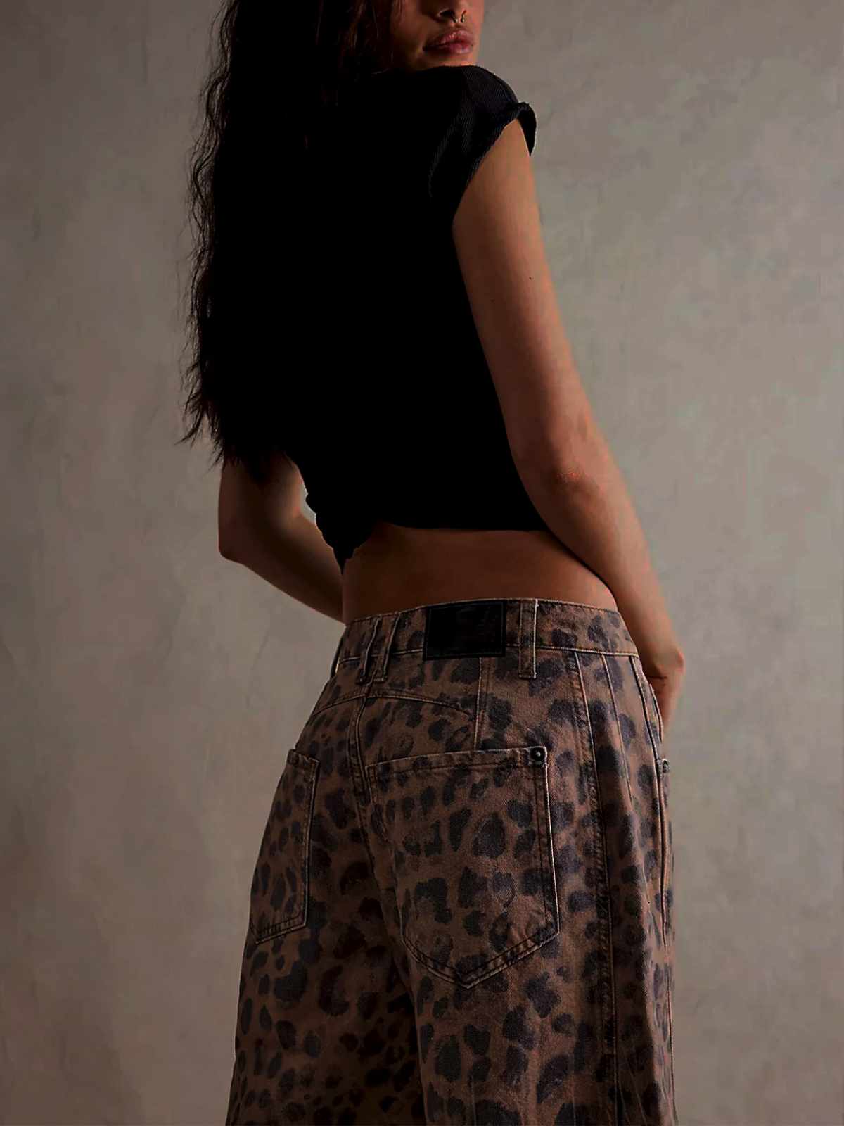 Leilani Monroe Leopard Print Barrel Jeans