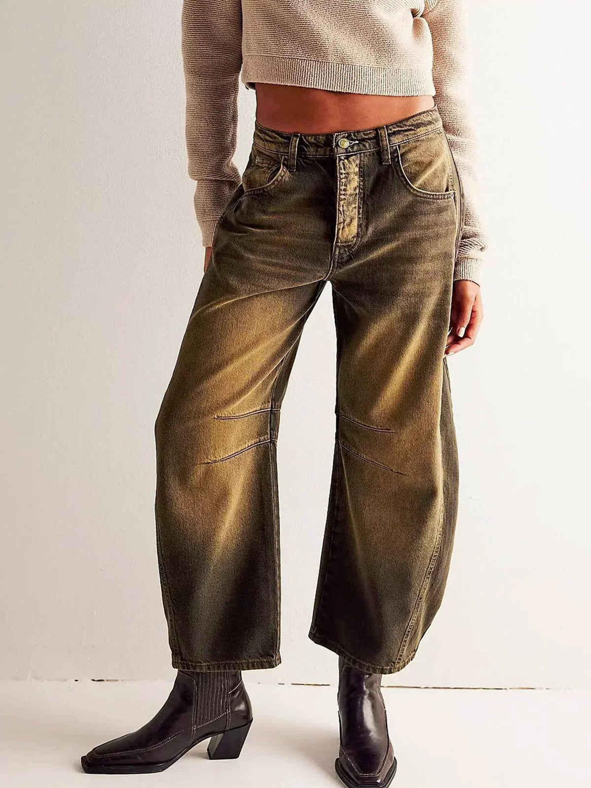 Leilani Monroe Leopard Print Barrel Jeans