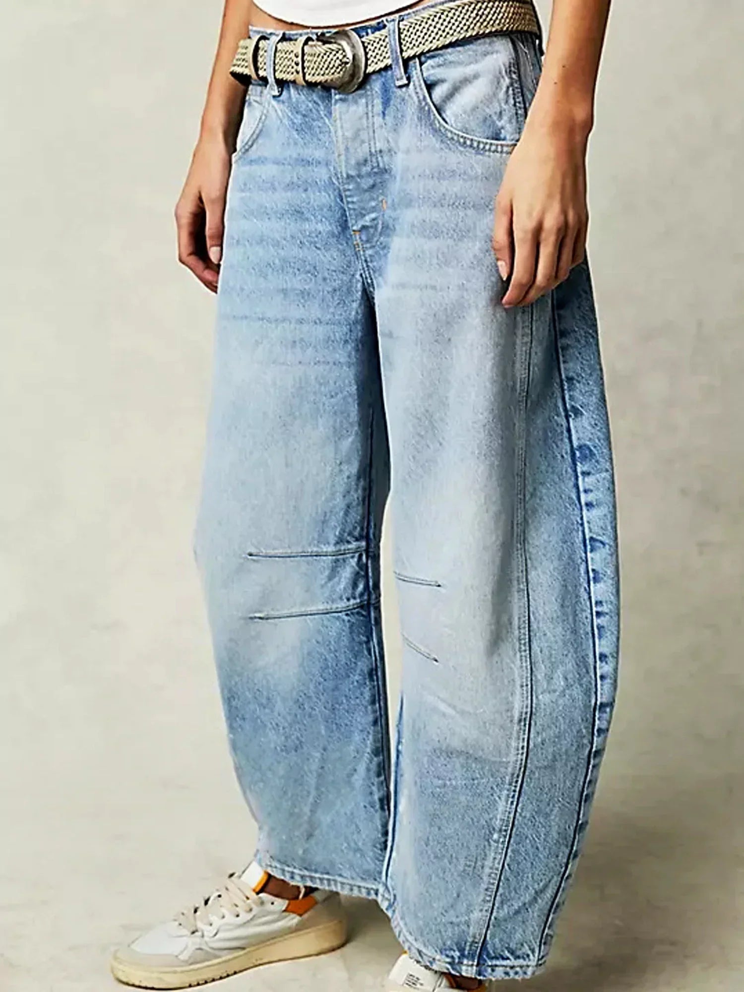 Leilani Monroe Leopard Print Barrel Jeans