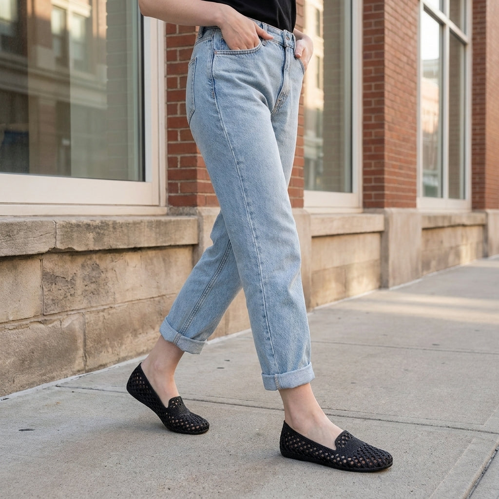 Woven Cutout Slip-On Ballet Flats