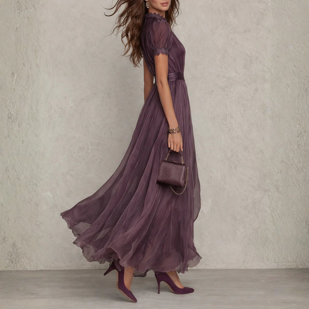 Long Sleeve Chiffon Maxi Dress for Formal Occasions