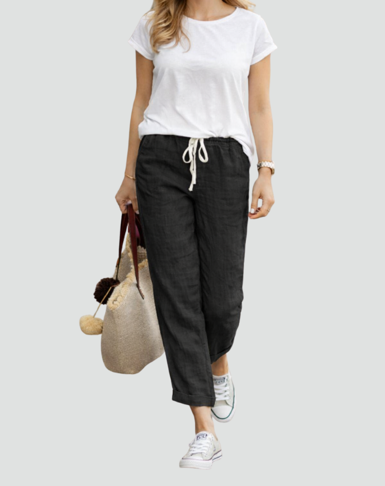 Women's Relaxed Fit Linen Drawstring Trousers