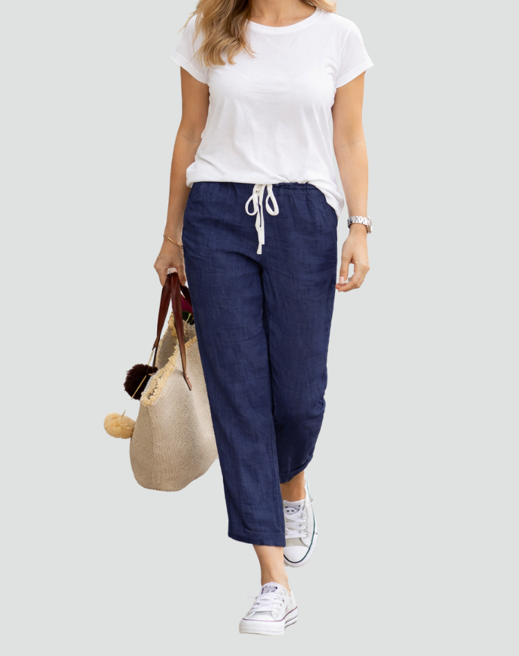 Women's Relaxed Fit Linen Drawstring Trousers