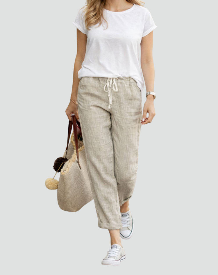 Women's Relaxed Fit Linen Drawstring Trousers