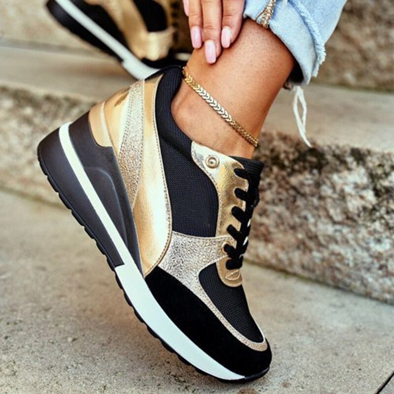 Women's Orthopaedic Glitter Sneakers with Cushioned Sole