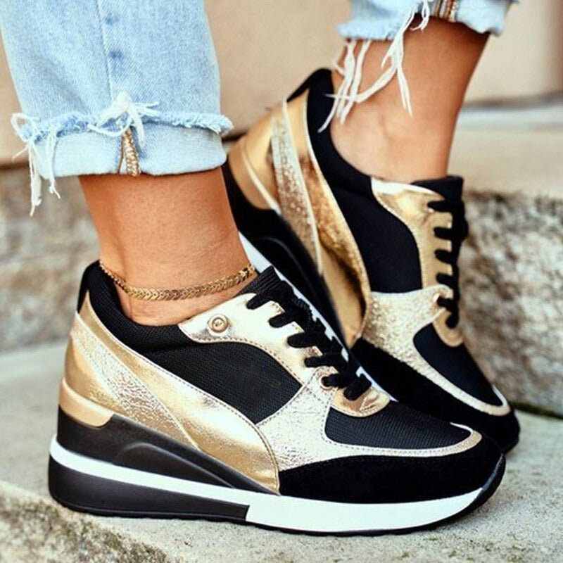 Women's Orthopaedic Glitter Sneakers with Cushioned Sole