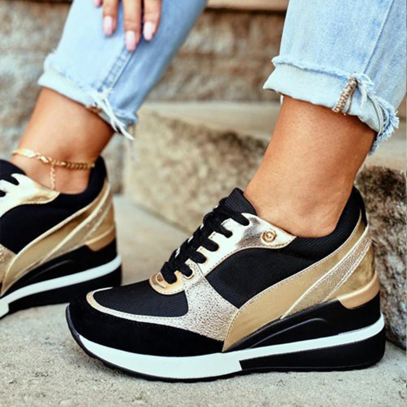 Women's Orthopaedic Glitter Sneakers with Cushioned Sole